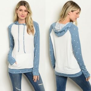 Polka dot sleeve hoodie top NEW